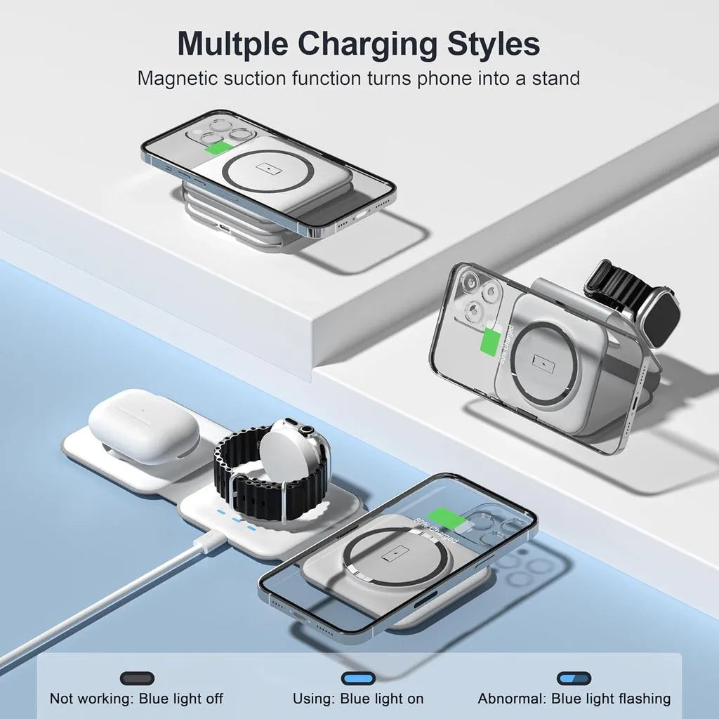 Foldable 3 In 1 Wireless Charging Dock For Multiple Devices