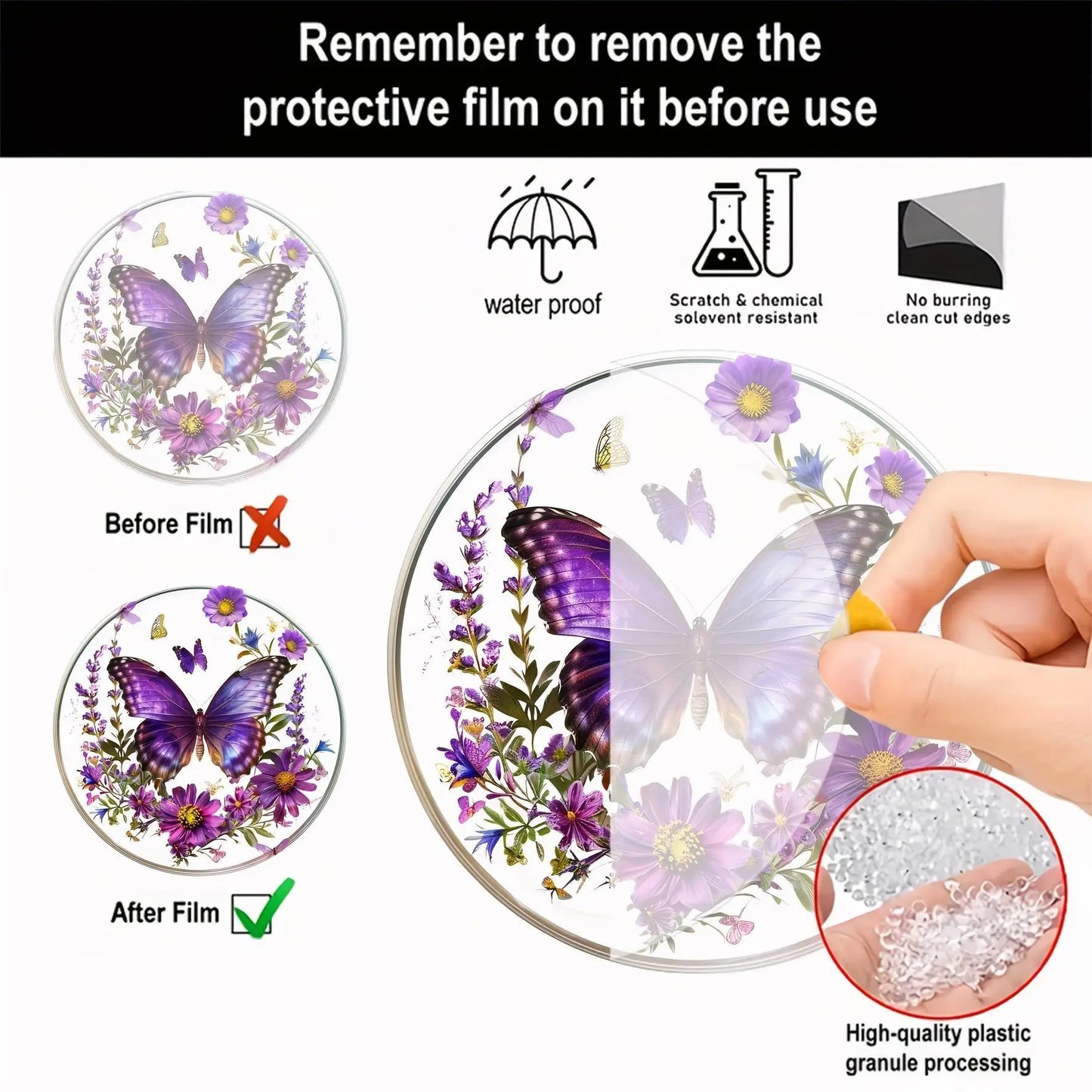 2D Purple Butterfly Suncatcher - Stained Glass Window Hanging for Home Decor, Birthday & Festival Gifts