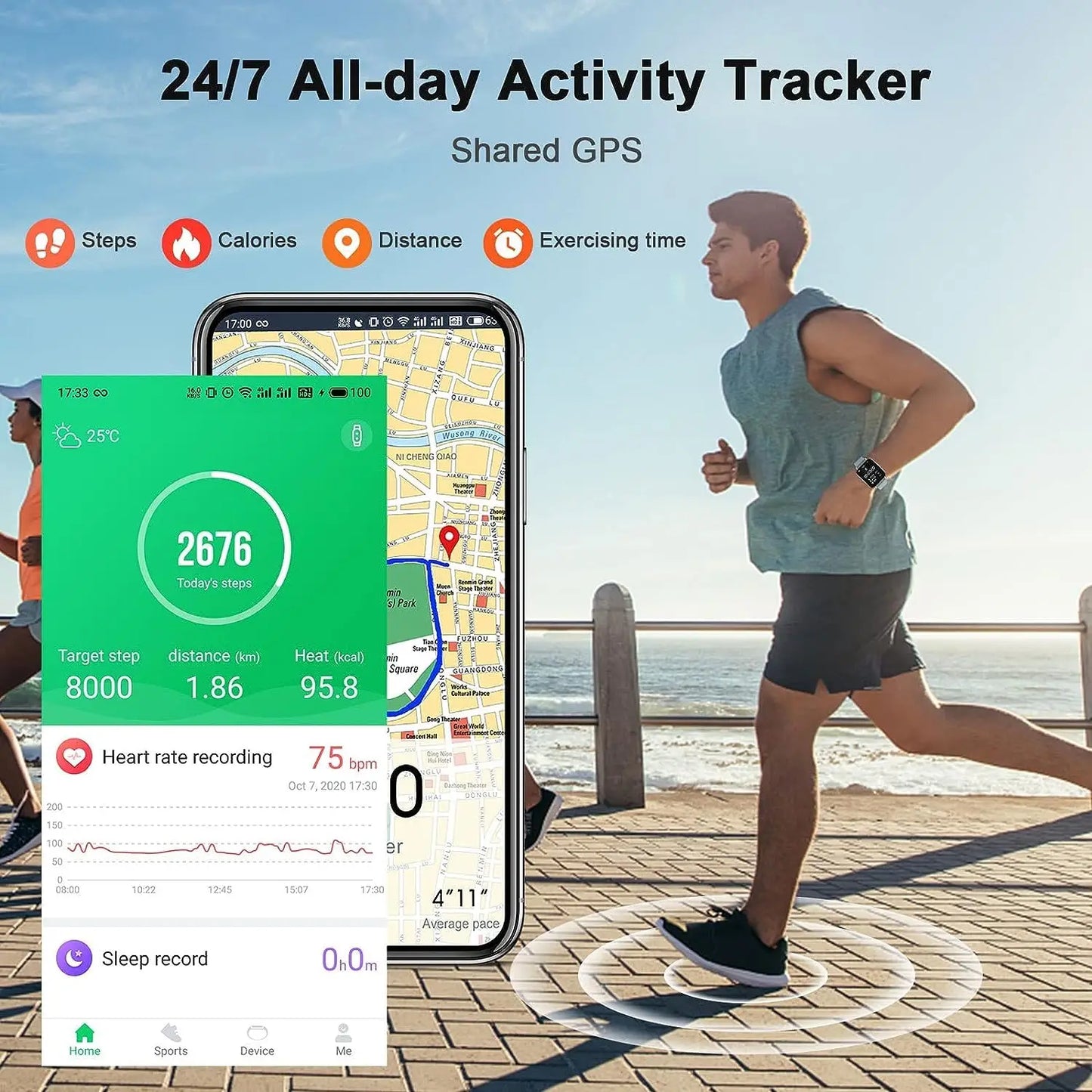 Nerunsa Smart Watch 1.69Inch Touchscreen Fitness Tracker