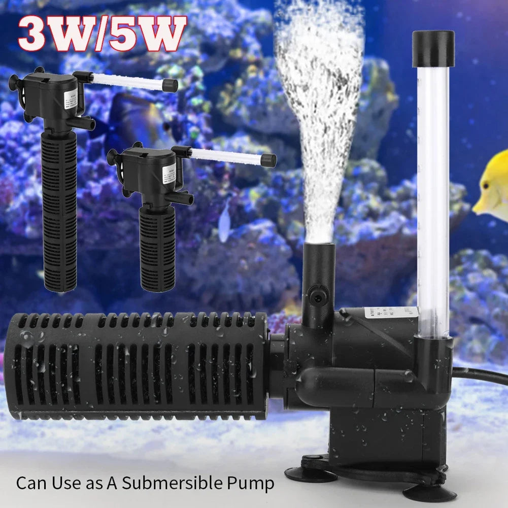 3 In 1 Silent Aquarium Filter Internal Submersible Pump