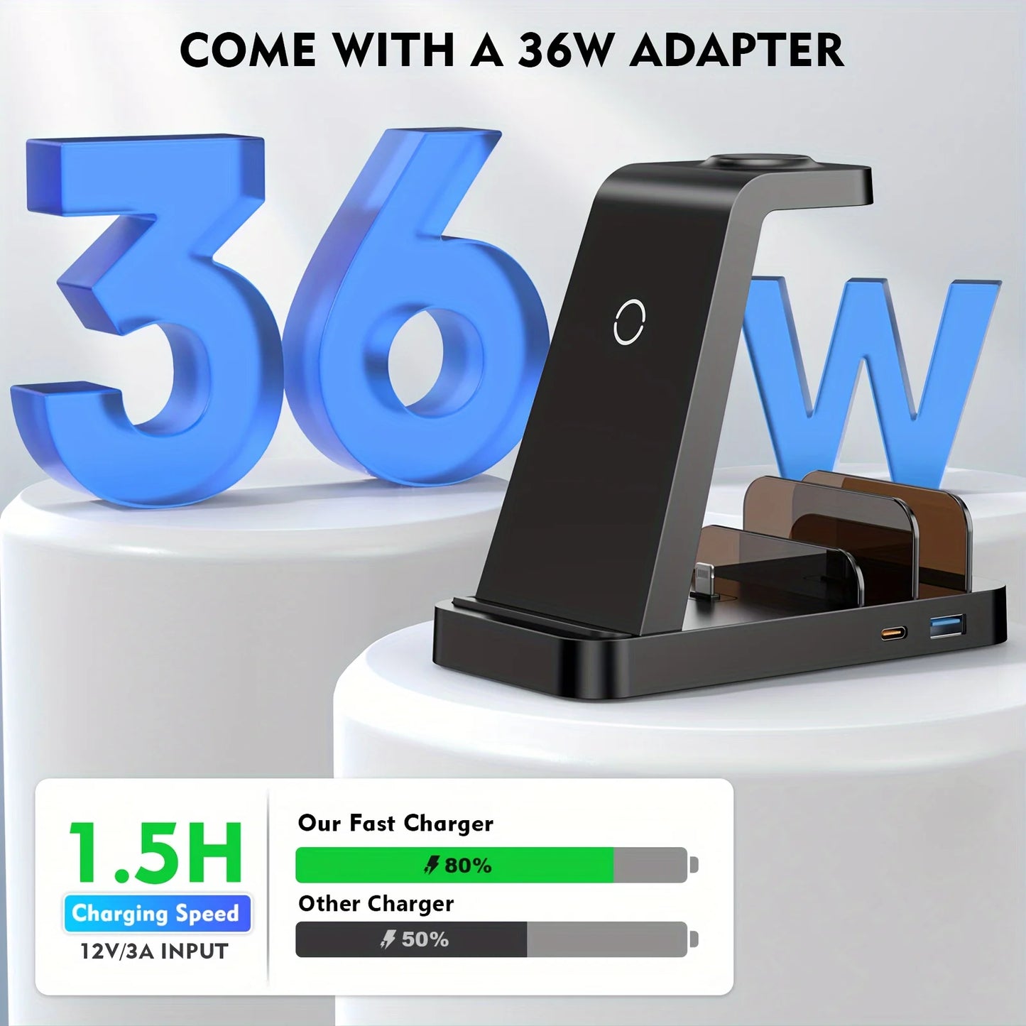 5In1 Fast Wireless Charge Station IPhone Apple Watch AirPods