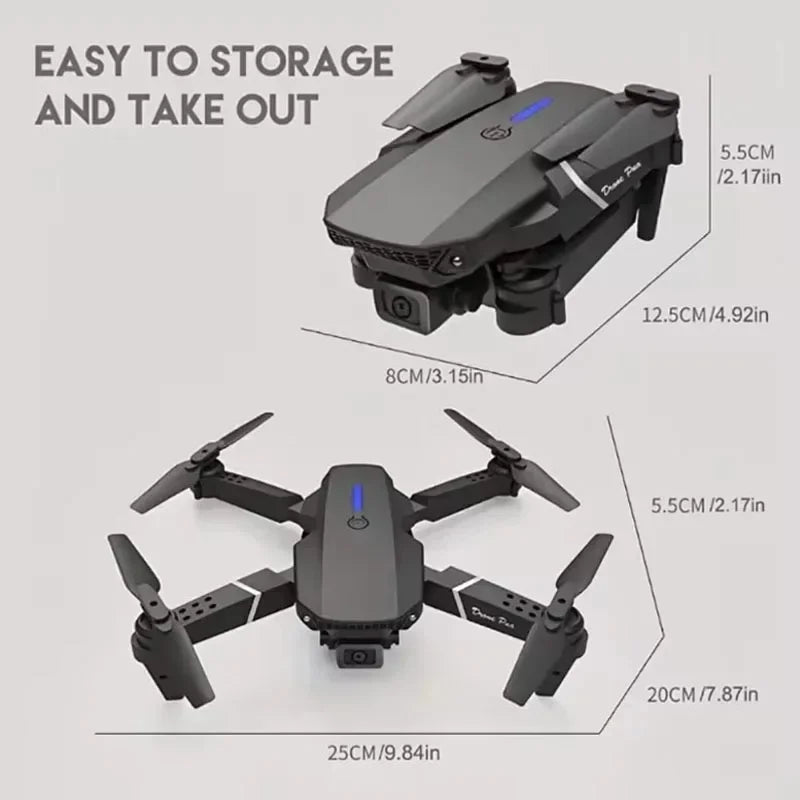 E88Pro 4K FPV Drone 1080P HD Camera Portable Foldable Design Stable Height Hold Best Christmas Gift Professional RC Aircraft
