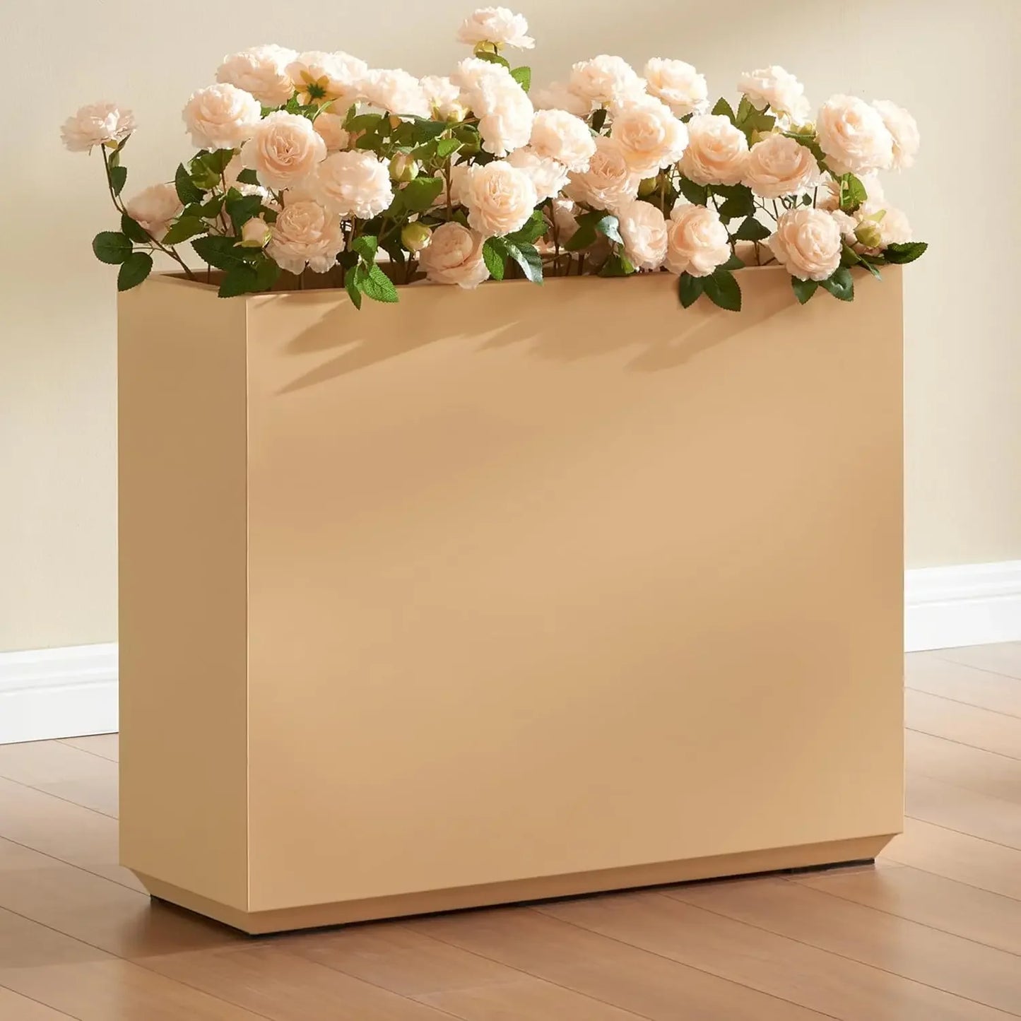 Metallic Heavy Outdoor Span Planter Box, Long and Tall Divider Planters, Flower Pot, Plant Container