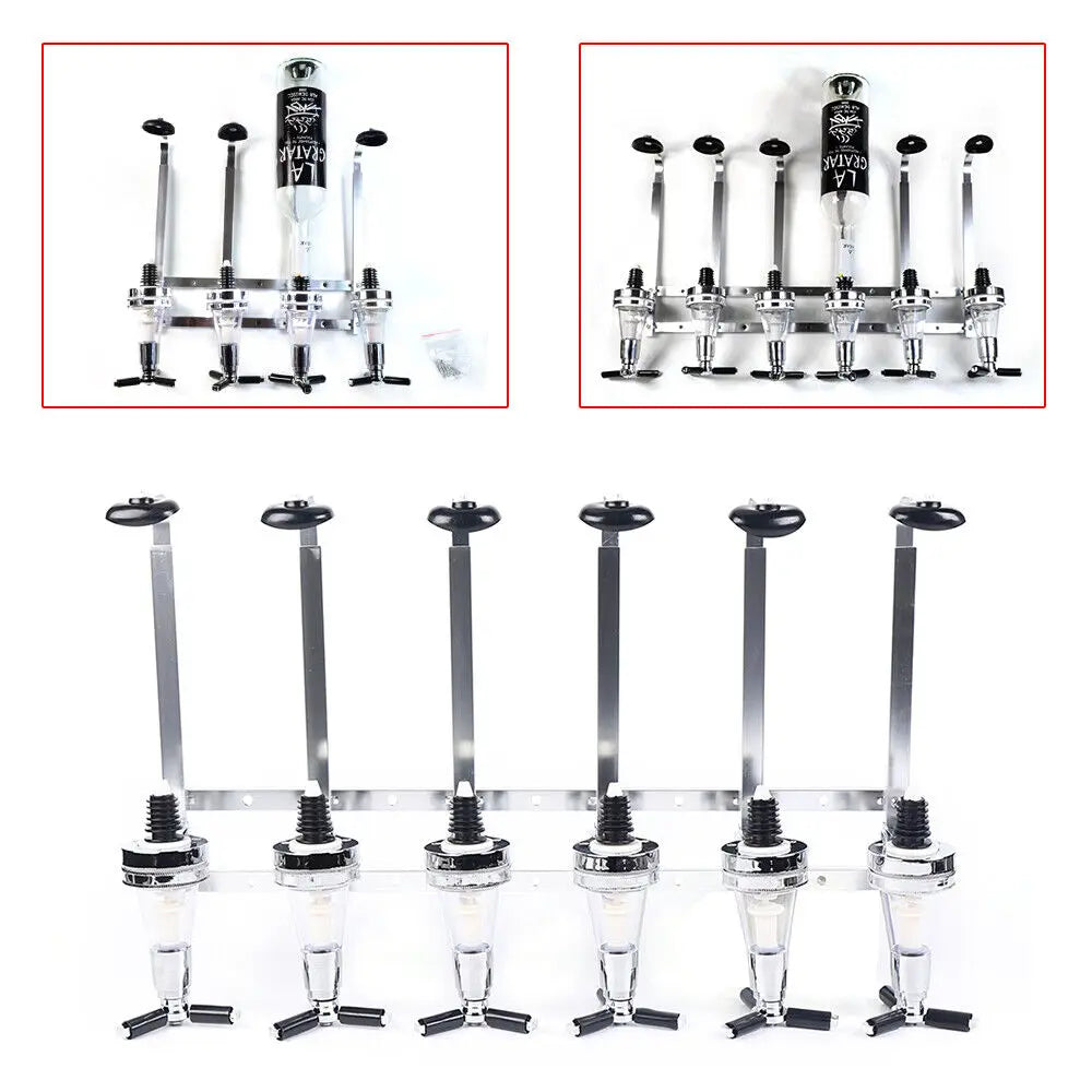 6-Bottle Wall Mounted Liquor Dispenser Alcohol Liquor Dispenser Stand Wall Mounted Bar Butler for Drink Beer Wine