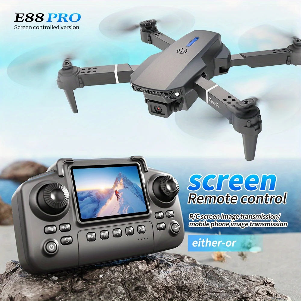 E88 Pro RC Drone 8K Professional with 1080P Wide Angle HD Camera Screen Control Foldable Helicopter WIFI FPV Height Hold