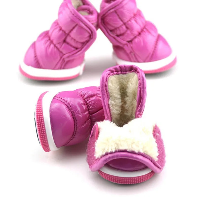 4pcs/set Pet Dog Winter Rain Shoes Waterproof Dogs Snow Boots Puppy Dog Slip Shoes For Small Medium Dog Yorkie Shoes Footwear