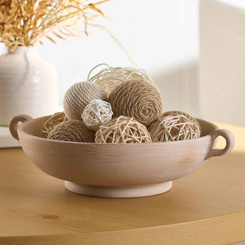 Ceramic Low Stone Distressed Bowl Decorative Centerpiece Home Tabletop Display Gift Holidays Housewarmings Birthdays