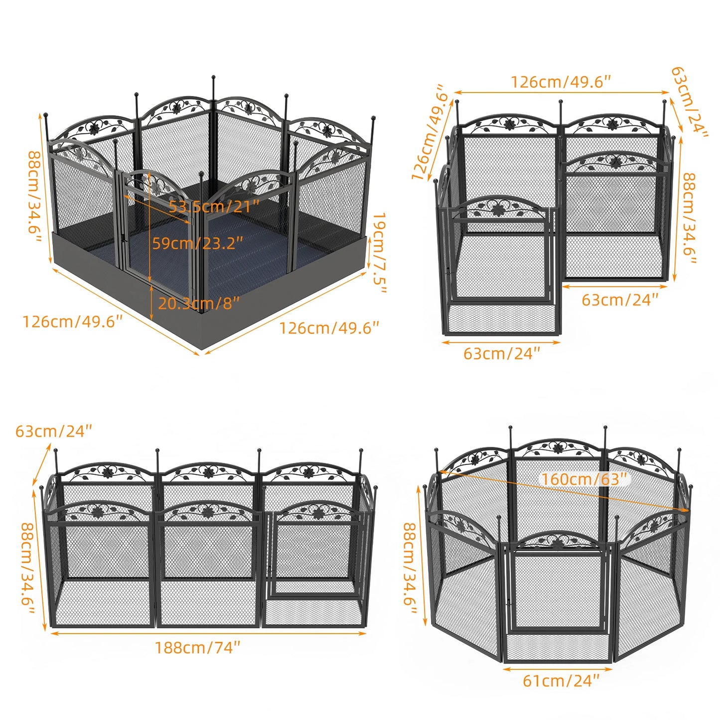 8 Panel Heavy Duty Dog Playpen For Whelping With Pad