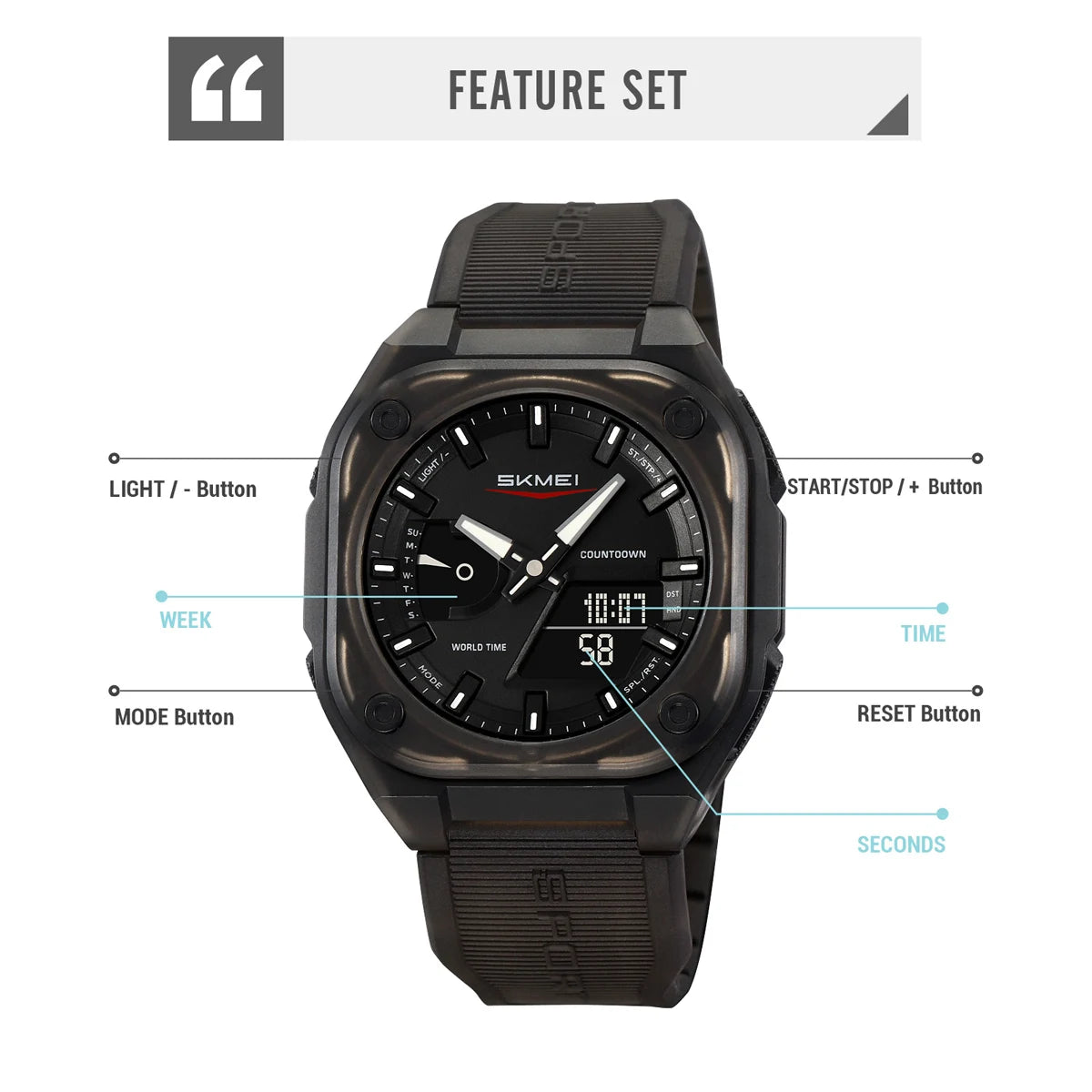 SKMEI Business Digital Electronic Watch Male Fashion Sports Quartz Watches For Mens Women Chrono Waterproof 5 Alarm Wristwatches