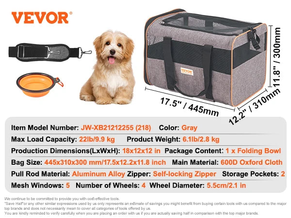 Breathable Cat Carrier Backpack Wheels Telescopic Handle