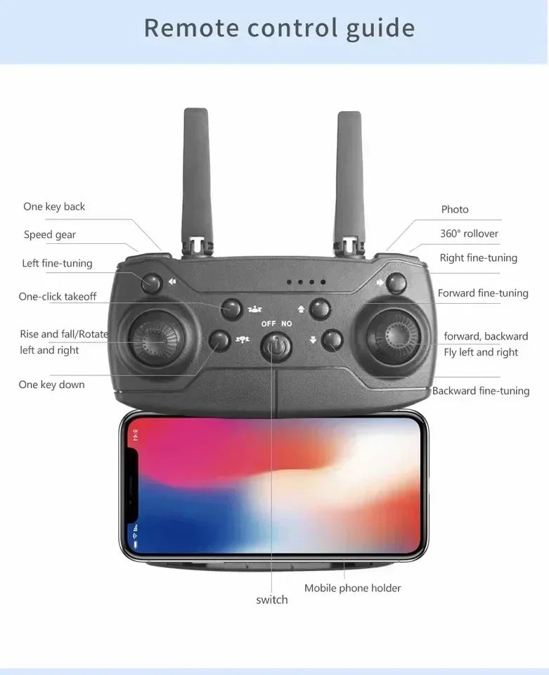 E88Pro 4K FPV Drone 1080P HD Camera Portable Foldable Design Stable Height Hold Best Christmas Gift Professional RC Aircraft