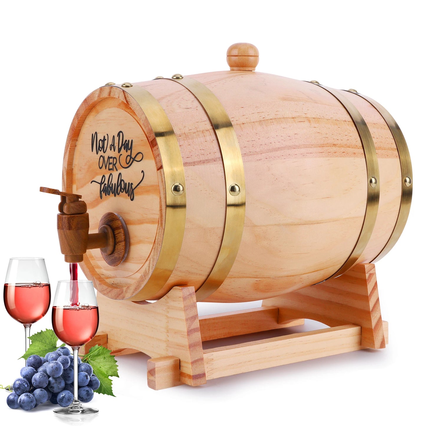 3L Engraved Whiskey Barrel with Stand Bung and Spigot Wooden Whiskey Barrel Bourbon Barrel for Whiskey Bourbon Cocktails Rum