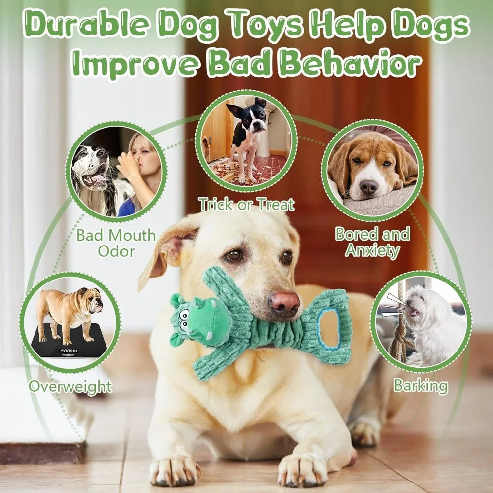 Dog Toy for Aggressive Chewers:Large Plush Dog Toys with Squeaker to Keep Them Busy