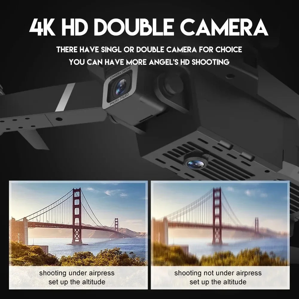 E88Pro 4K FPV Drone 1080P HD Camera Portable Foldable Design Stable Height Hold Best Christmas Gift Professional RC Aircraft