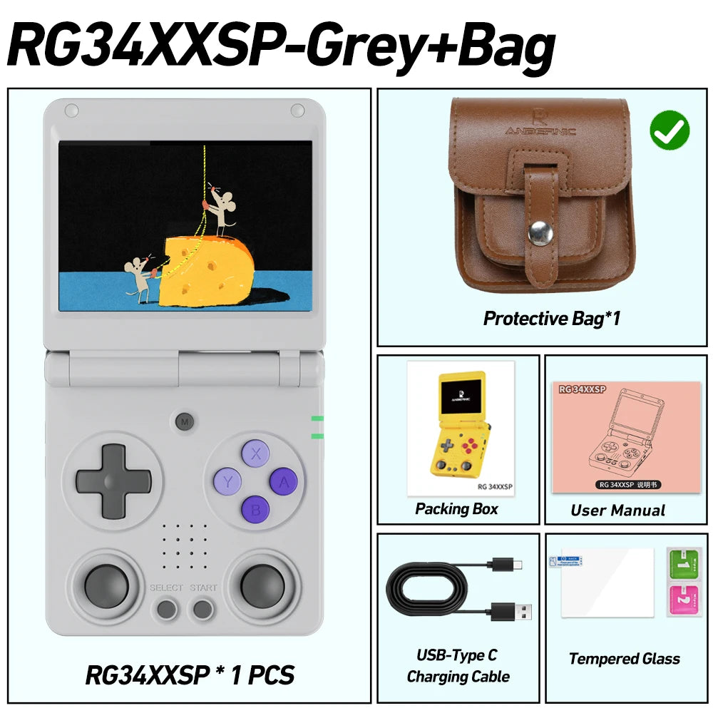 Anbernic RG34XXSP 3.4-Inch IPS Linux 64-bit Game Console H700 quad-core LPDDR4 2GB Retro Game Player HD-Connect To TV RG 34XXSP