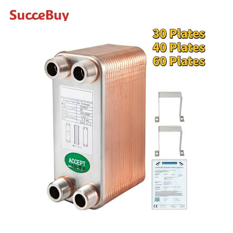 SucceBuy 30 40 60 Plates Heat Exchanger Wort Chiller Stainless Steel Homebrew Brewing Beer Cooler Counter Chiller Water Heating