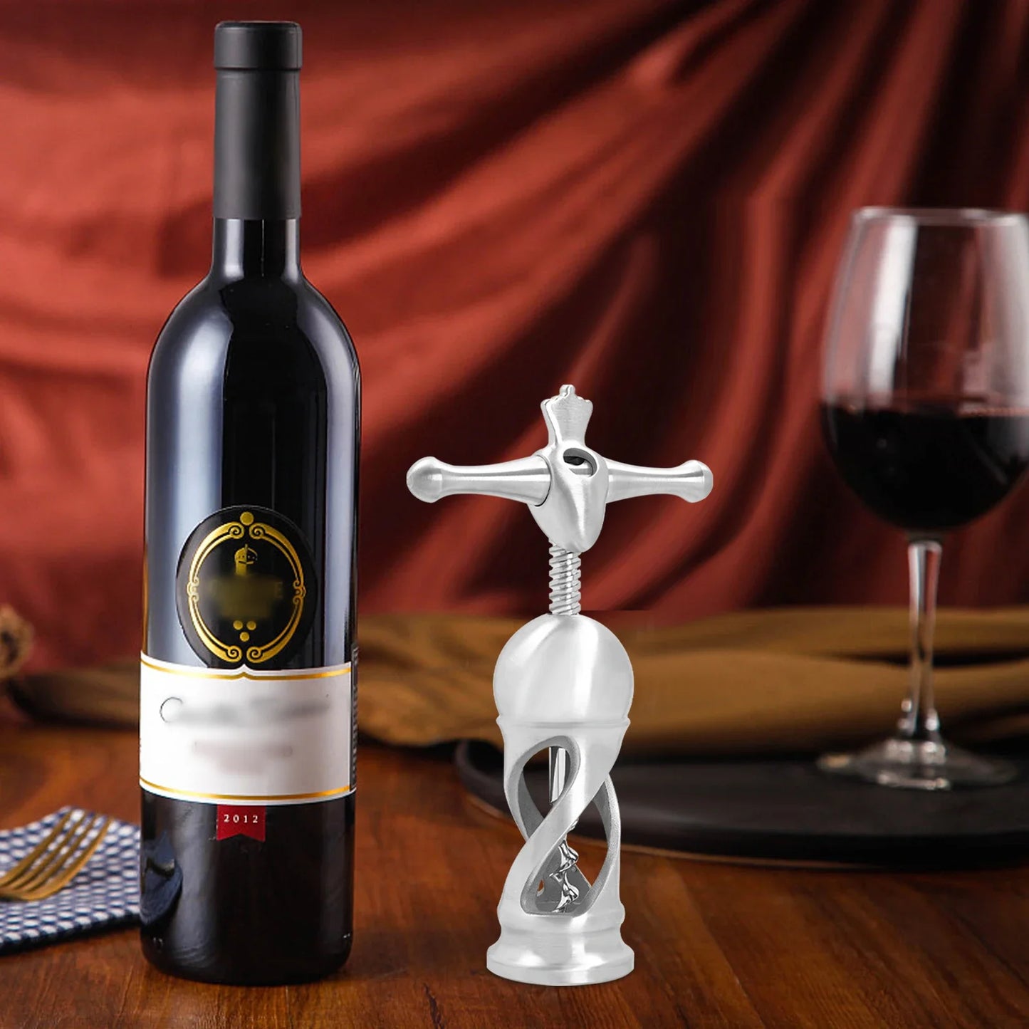 Wine Bottle Opener with Non-Slip Handle, SUS304 Stainless Steel, Comfortable Grip for Effortless Wine Opening