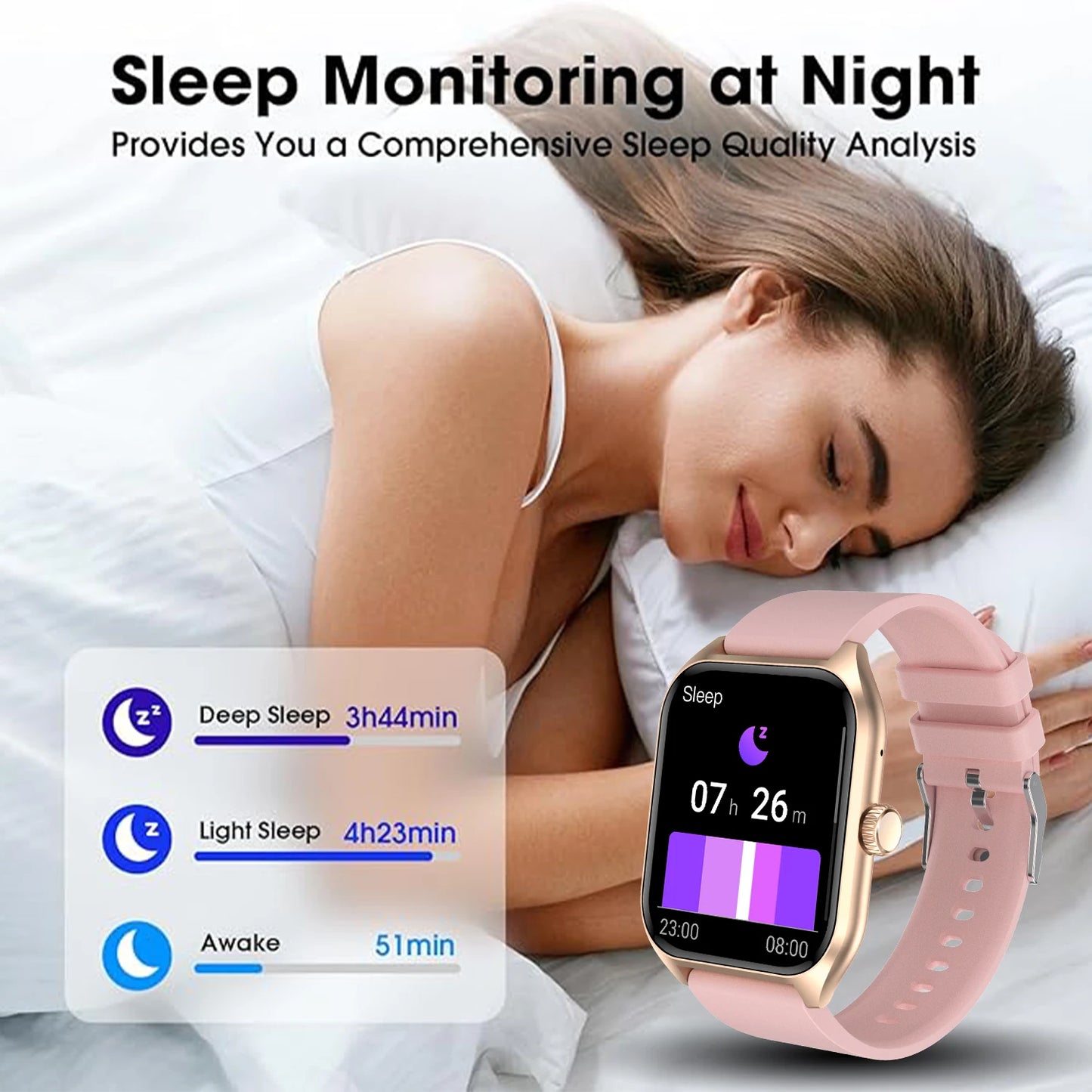 AI Voice Assistant Smart Watch for Men and Women with 1.96 Inch HD Screen Activity Trackers and 100 Plus Sports Sleep Heart Rate Monitor