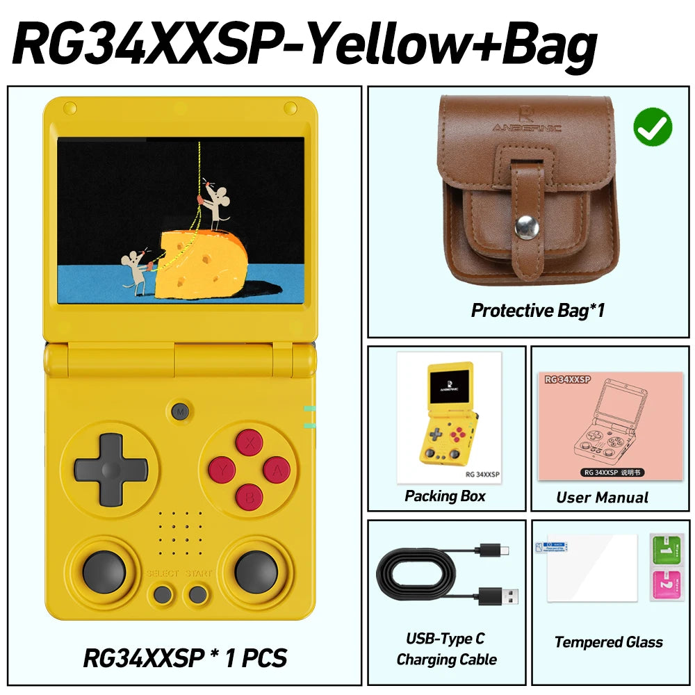 Anbernic RG34XXSP 3.4-Inch IPS Linux 64-bit Game Console H700 quad-core LPDDR4 2GB Retro Game Player HD-Connect To TV RG 34XXSP