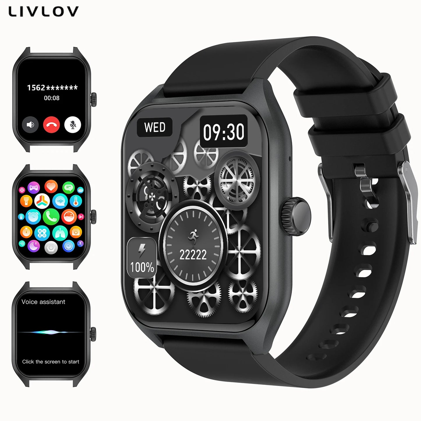 AI Voice Assistant Smart Watch for Men and Women with 1.96 Inch HD Screen Activity Trackers and 100 Plus Sports Sleep Heart Rate Monitor
