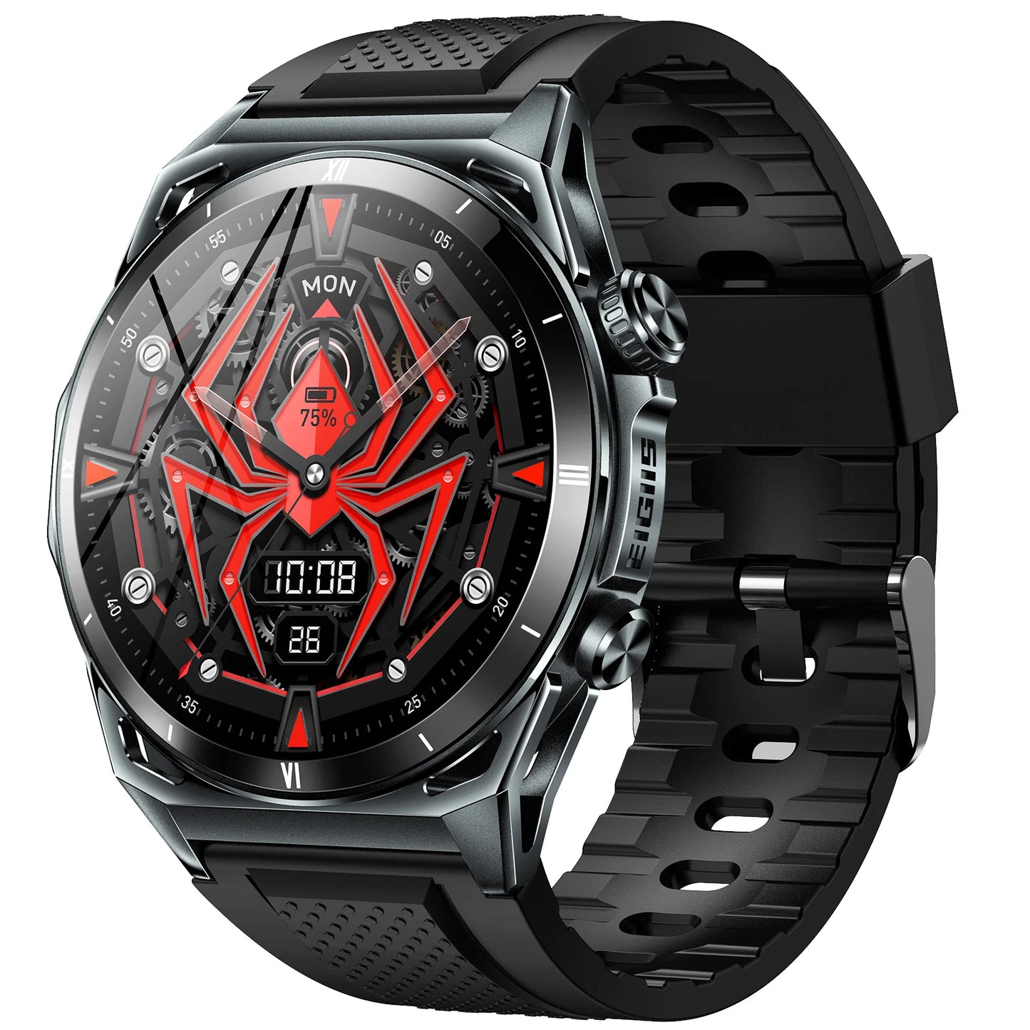 EIGIIS New Smart Watch KE6 1.43 Inch AMOLED Display Men Black Sports Watch KE Series Bluetooth Call Health Monitor IP68 Waterproof