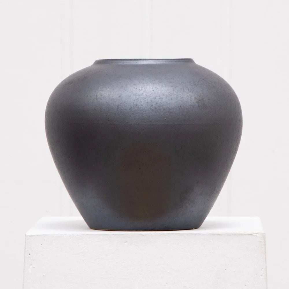 Ceramic Round Urn Vase Decorative Home Accent Ideal Fresh Flowers Dried Stems Indoor Use Graceful Curves Sophisticated Design