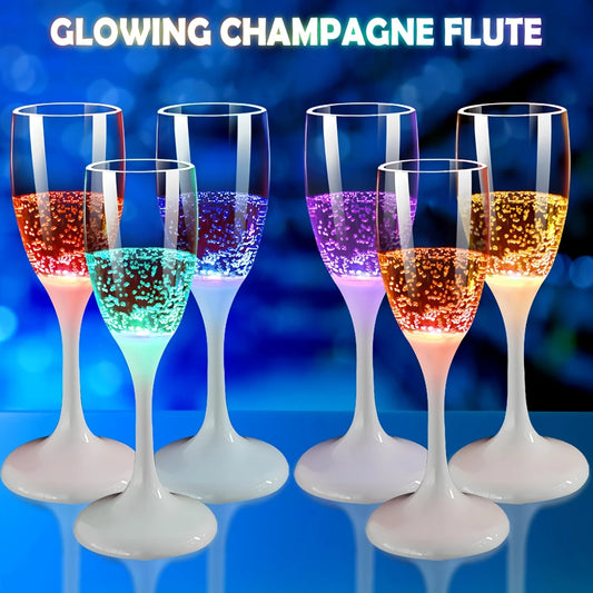 6-pack LED glowing cups - battery/USB-powered champagne cups with colorful LEDs for Christmas decoration - food-grade plastic ta