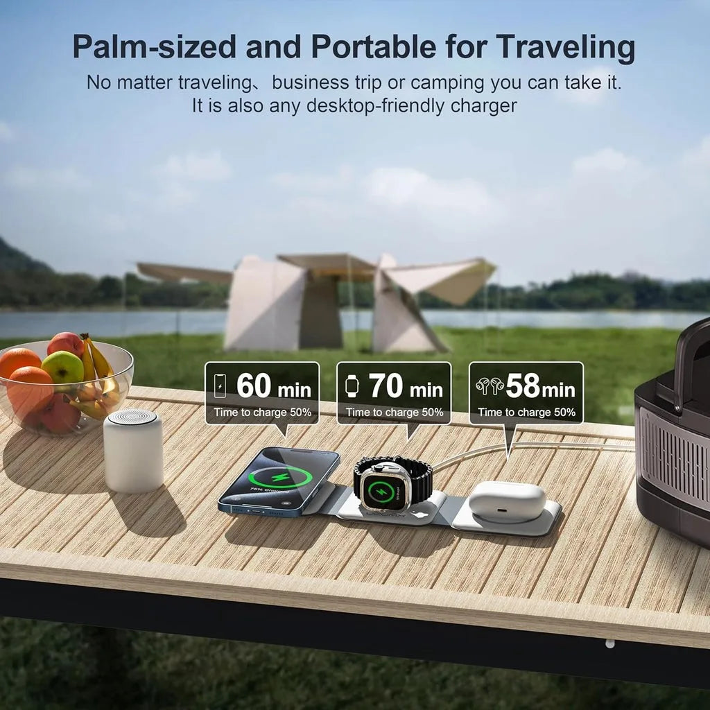 Foldable 3 In 1 Wireless Charging Dock For Multiple Devices