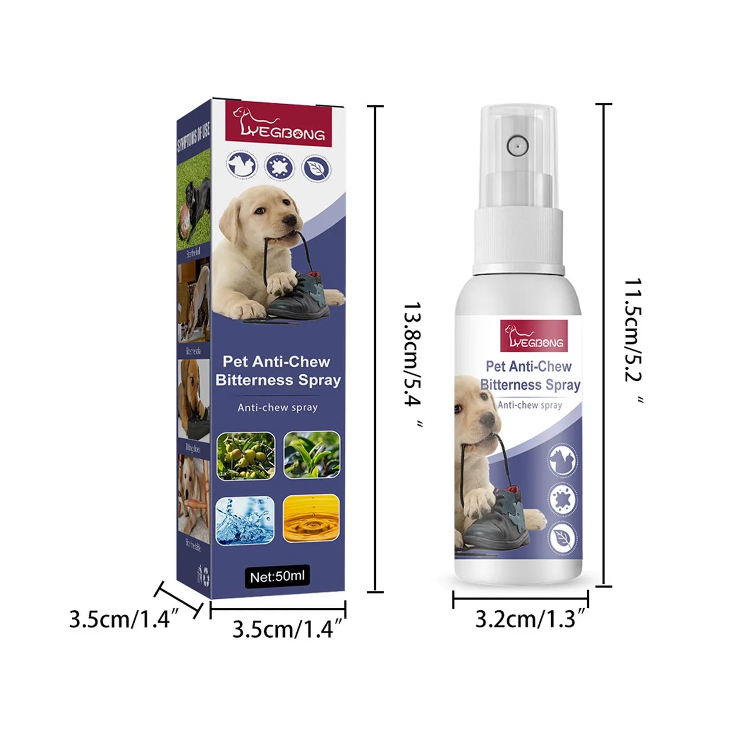 Yegbong 50ml Pet Anti Chewing Bitterness Spray Anti Scratch Sofa Chewing Preventing Stop Furniture Biting Cat Dog Bitter Spray