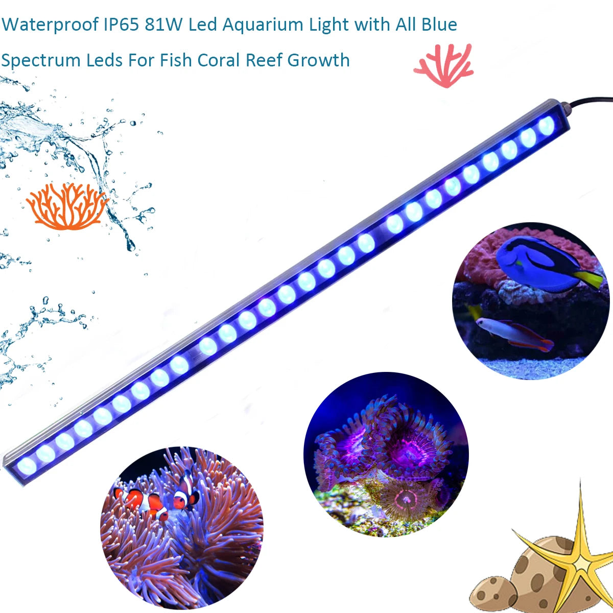Populargrow 54W 81W 108W Aquarium Light 470nm Blue Spectrum