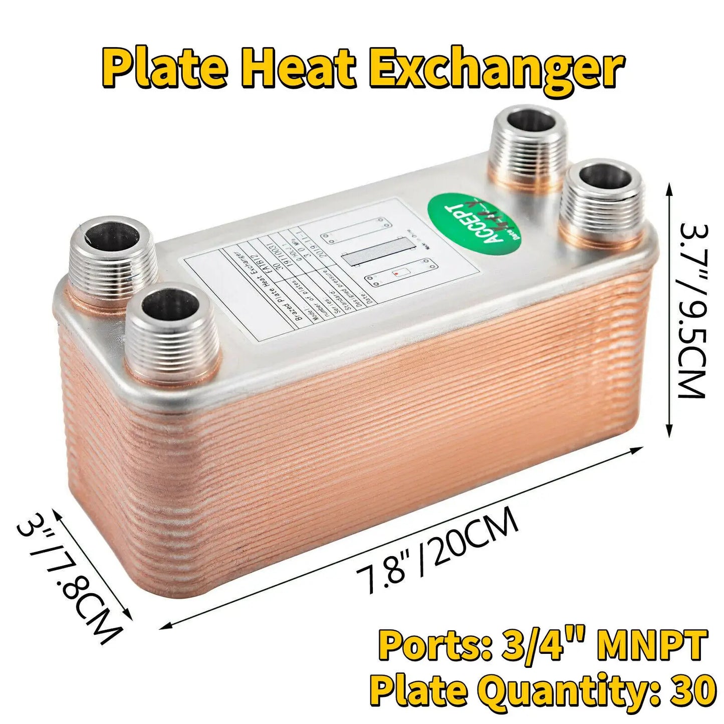 SucceBuy 30 40 60 Plates Heat Exchanger Wort Chiller Stainless Steel Homebrew Brewing Beer Cooler Counter Chiller Water Heating