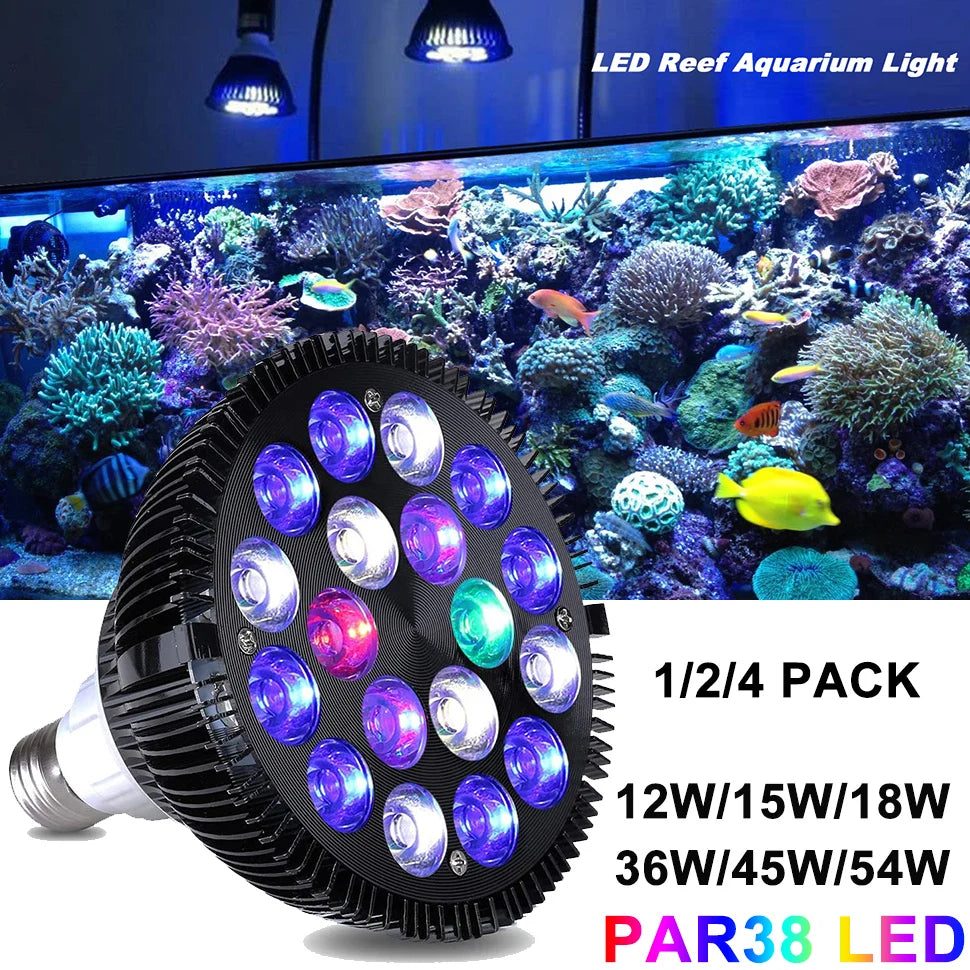 E27 LED Aquarium Light Bulb Full Spectrum 12W 54W Fish Tank