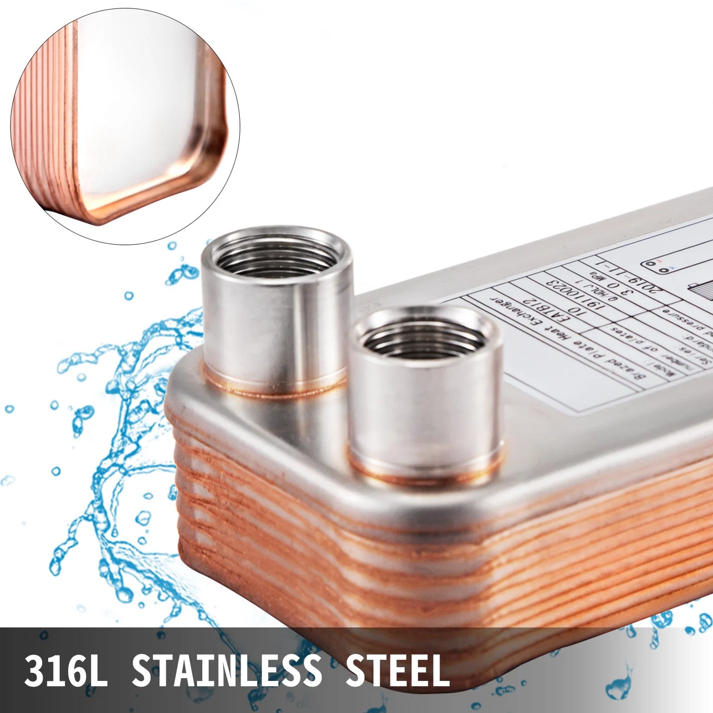 SucceBuy 30 40 60 Plates Heat Exchanger Wort Chiller Stainless Steel Homebrew Brewing Beer Cooler Counter Chiller Water Heating