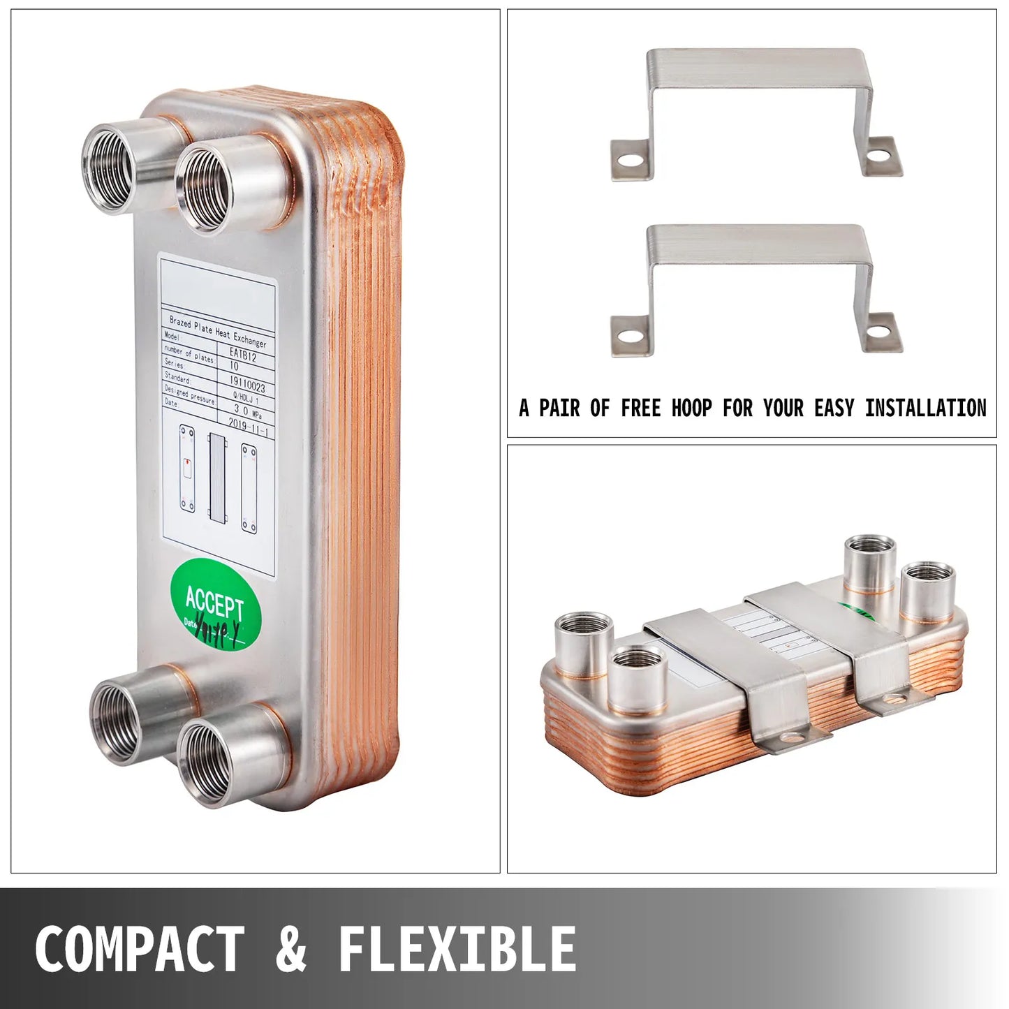 SucceBuy 30 40 60 Plates Heat Exchanger Wort Chiller Stainless Steel Homebrew Brewing Beer Cooler Counter Chiller Water Heating