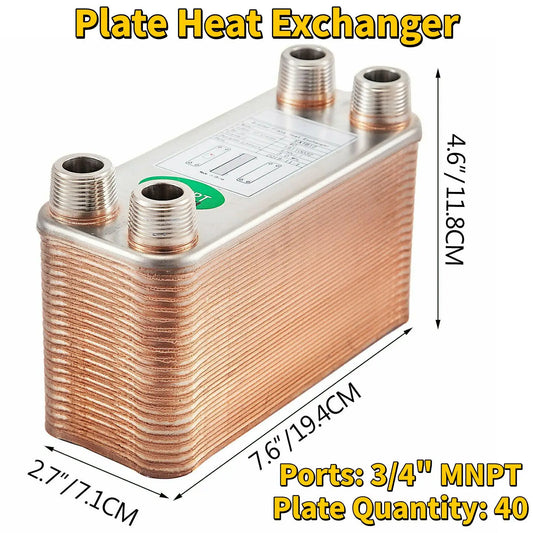 SucceBuy 30 40 60 Plates Heat Exchanger Wort Chiller Stainless Steel Homebrew Brewing Beer Cooler Counter Chiller Water Heating