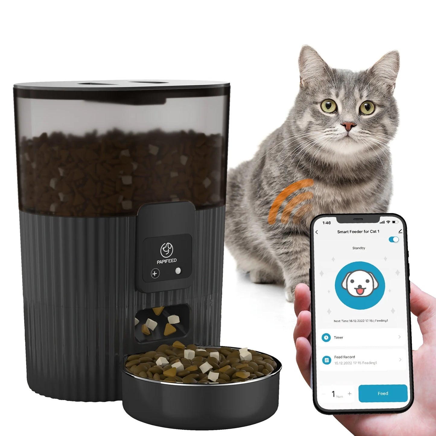 Papifeed Cat And Dog Automatic Feeder With Wifi Remote