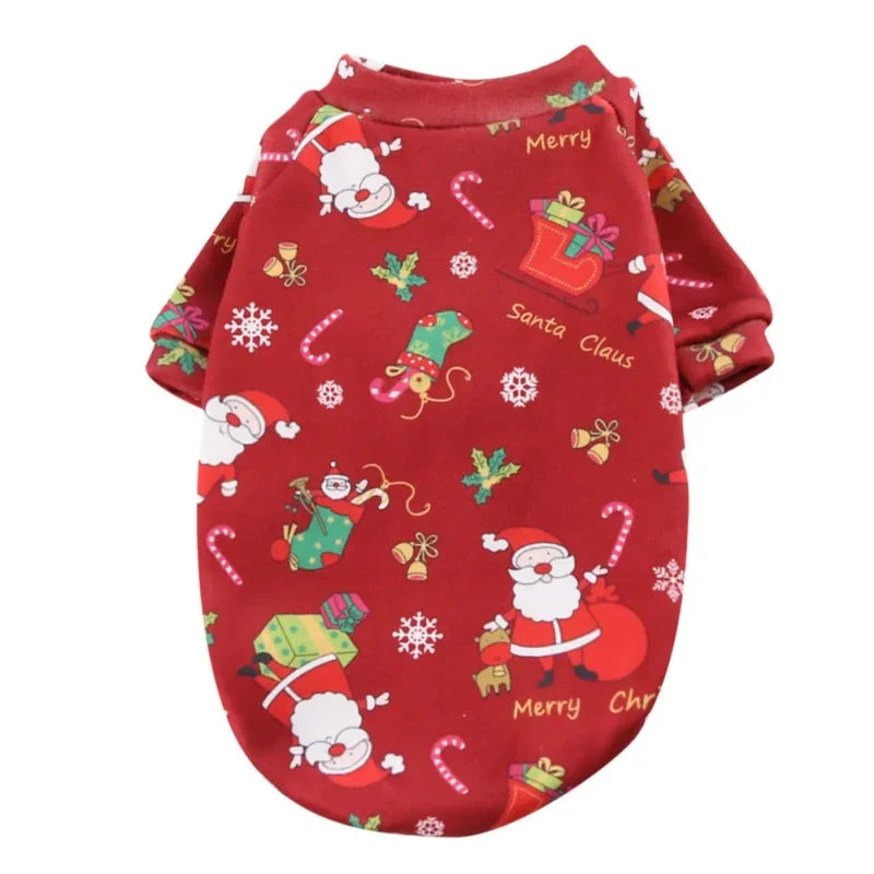 Christmas Dog Clothes Warm Lining Dog Sweatershirt Soft Breathable PulloverPuppy Clothes for Small Medium Pet Doggie Cat Apparel