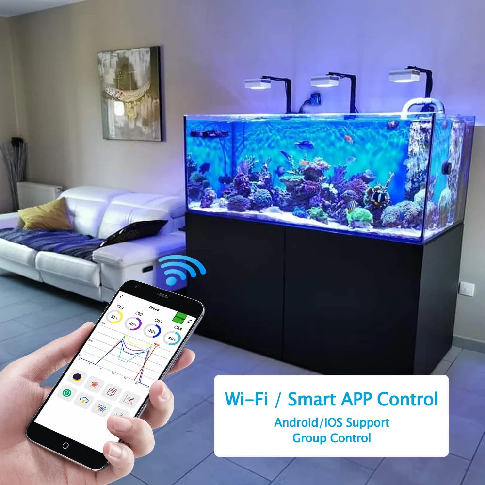 PopBloom RL90 WiFi Aquarium LED Lighting 100W Coral Reef