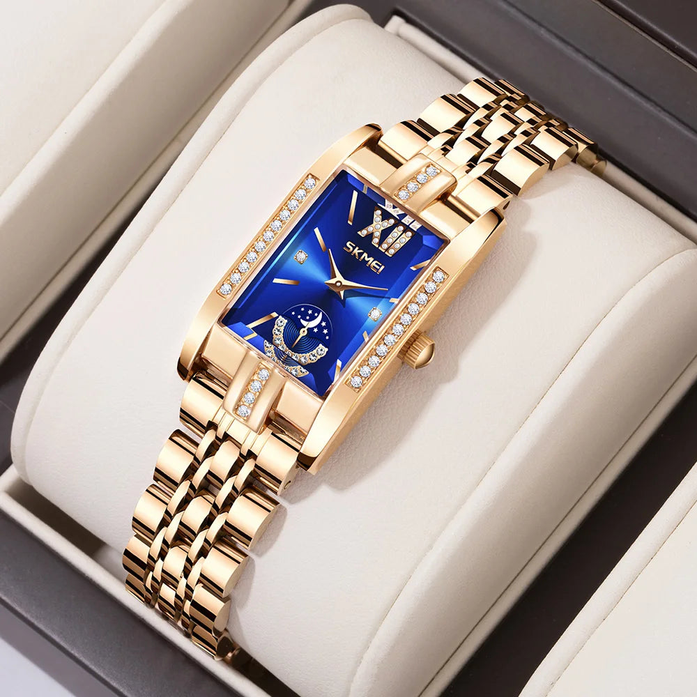 Stainless Steel Date Womens Watch 30M Waterproof Timepiece