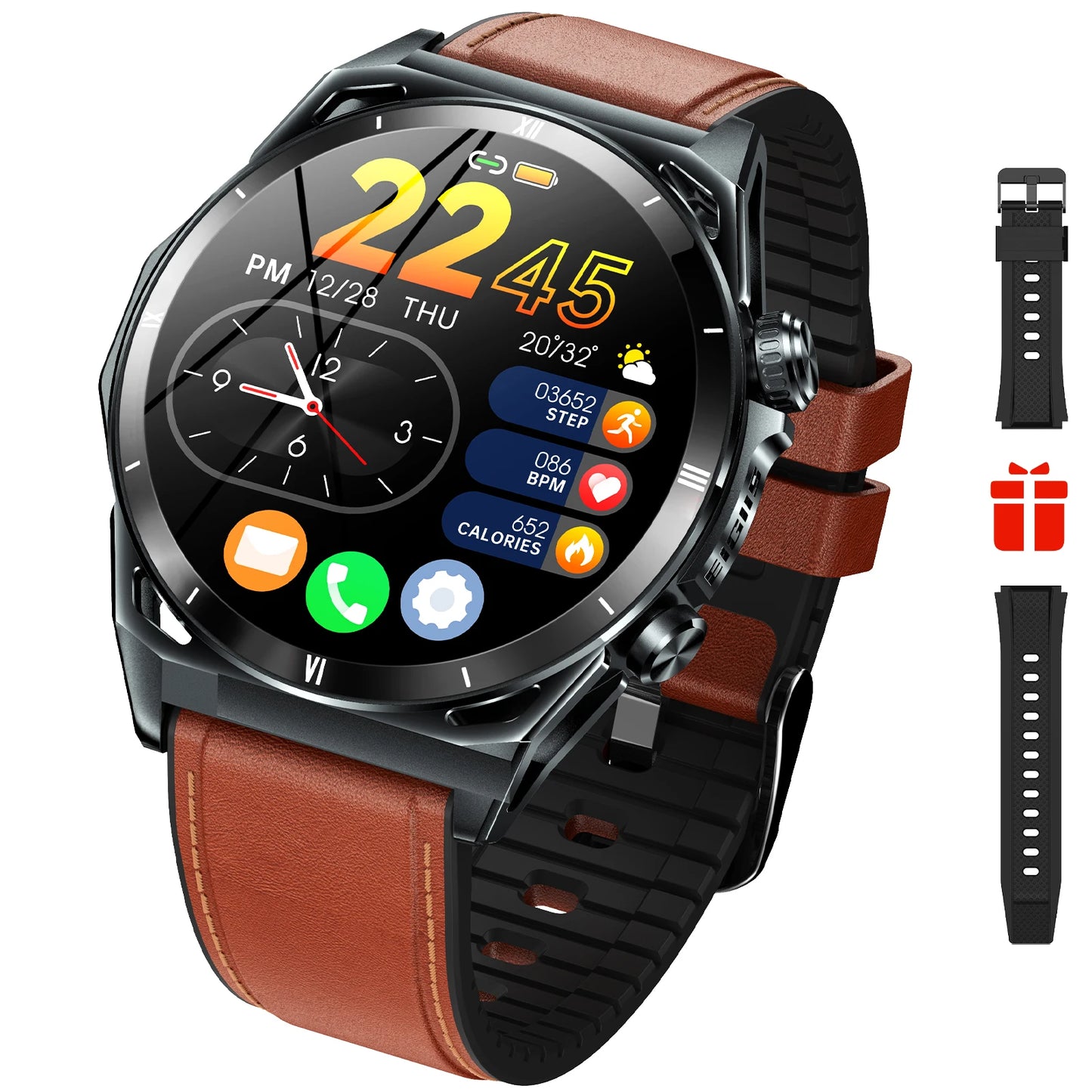 EIGIIS New Smart Watch KE6 1.43 Inch AMOLED Display Men Black Sports Watch KE Series Bluetooth Call Health Monitor IP68 Waterproof
