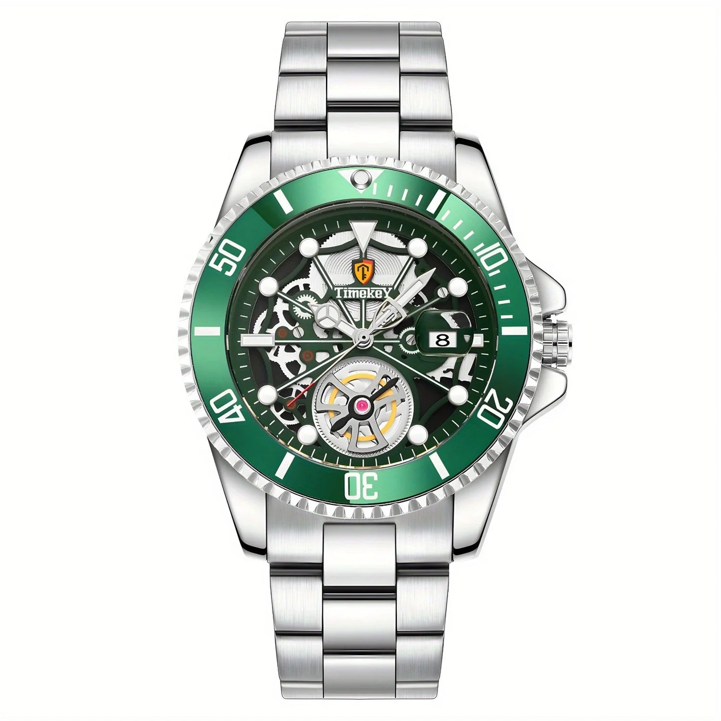 1pc men's quartz watch, mechanical watch shape, big brand design, rotating bezel, business, daily wear. Valentine's Gift