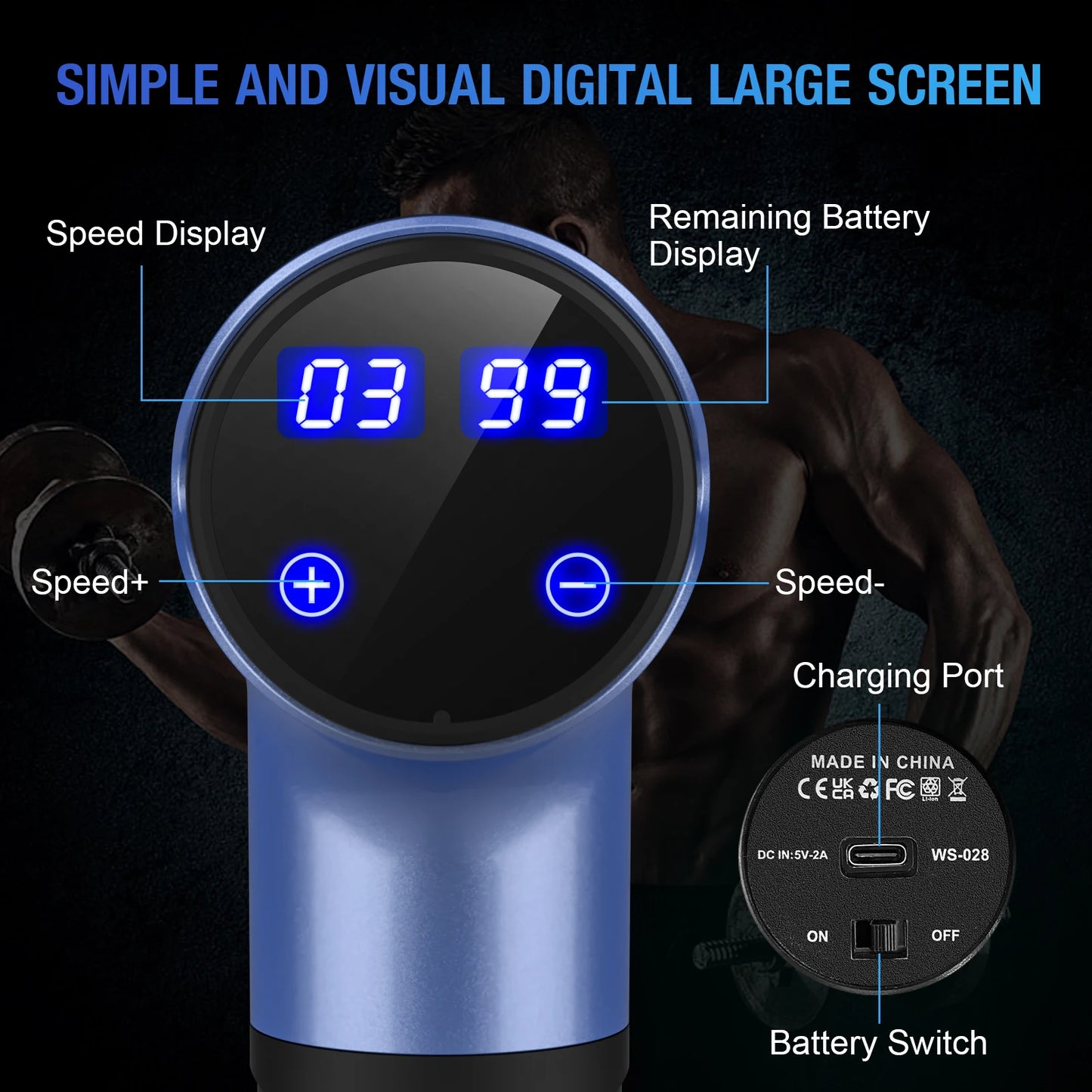 Sejoy WS 028 Fascia Gun Tissue Massager 30 Speeds Screen