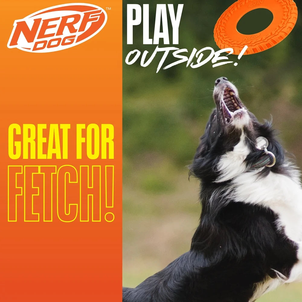 Durable 10 Inch Dog Flyer TPR Toy Fetch Aerodynamic Play Non-Slip Tire Tread Design Lightweight Portable Outdoor Fun