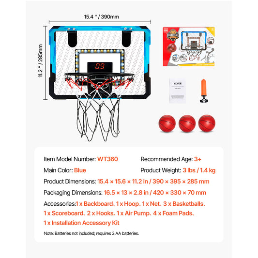 SucceBuy Kids Foldable Wall Mounted Basketball Hoop Toy