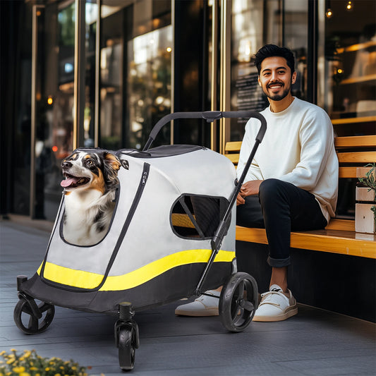 Folding Pet Stroller For Large Dogs With Universal Wheels