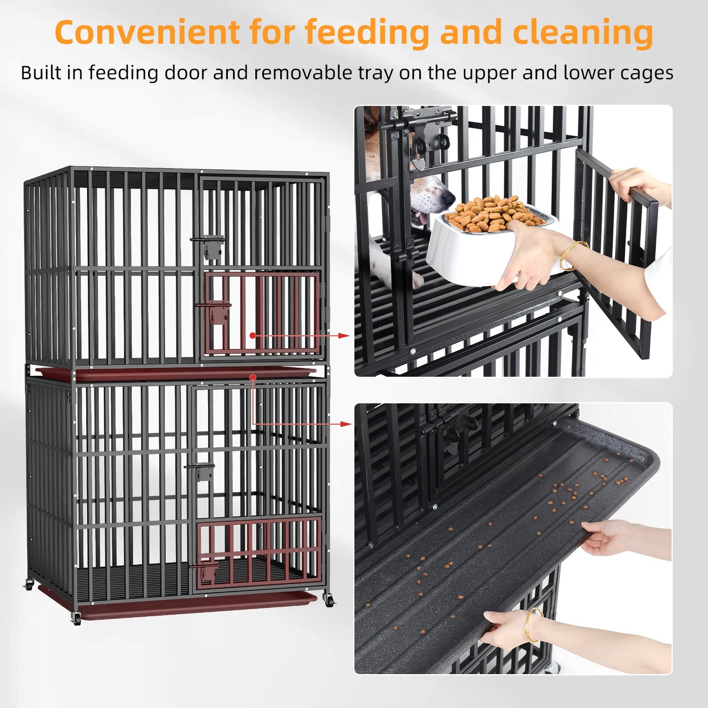 Heavy Duty Metal Dog Kennel Crate Removable Tray Lock