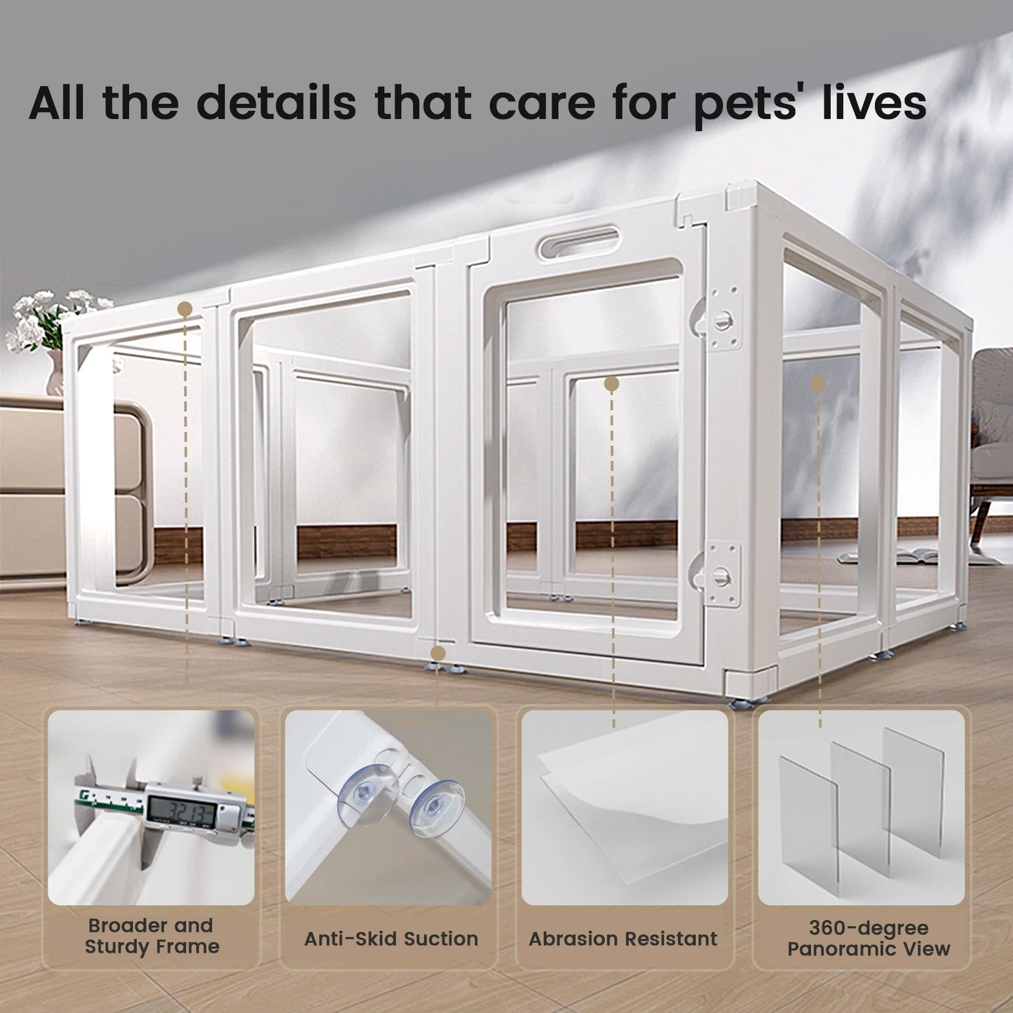 Clear Dog Fence Playpen No Tool Kennel For Small Medium Dogs