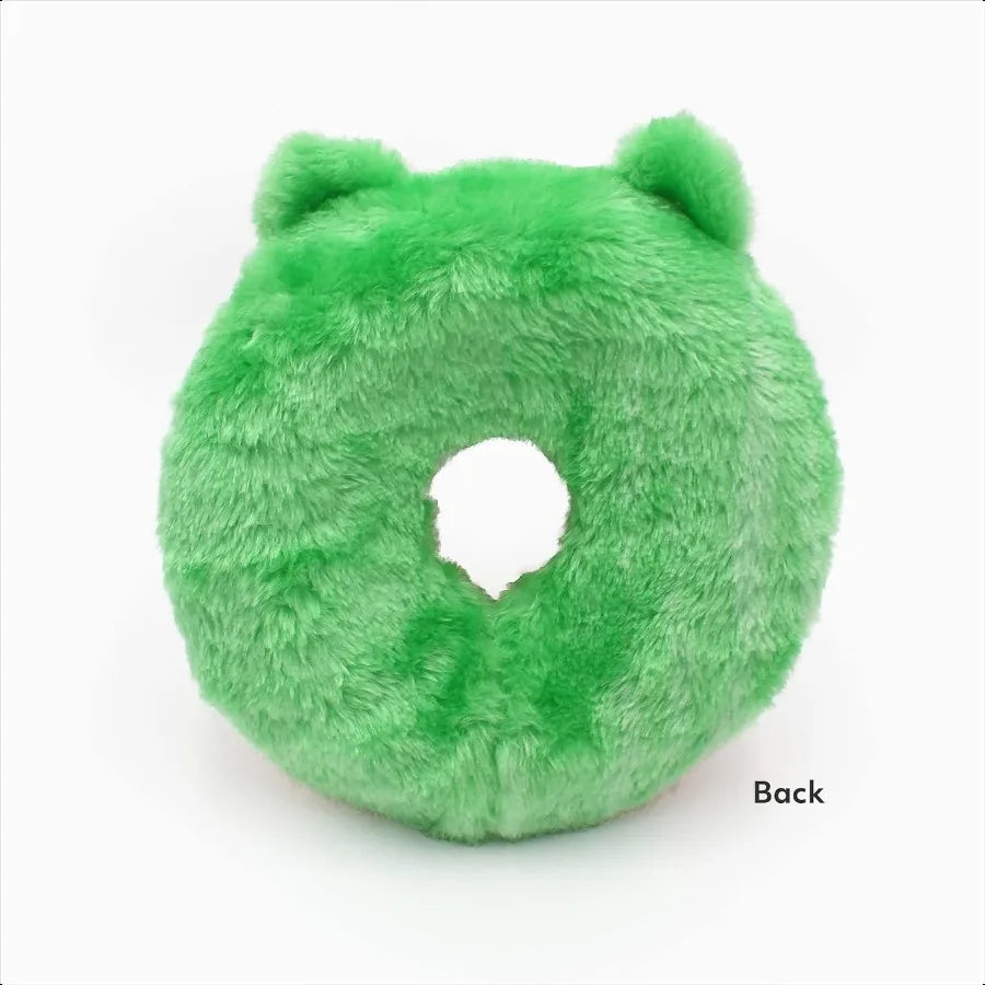 Donutz Buddies Frog Pet Donut Toys for Dogs with Embroidered Sprinkles Soft No Stuffing Durable Large Breed Dog Puppy Toys with