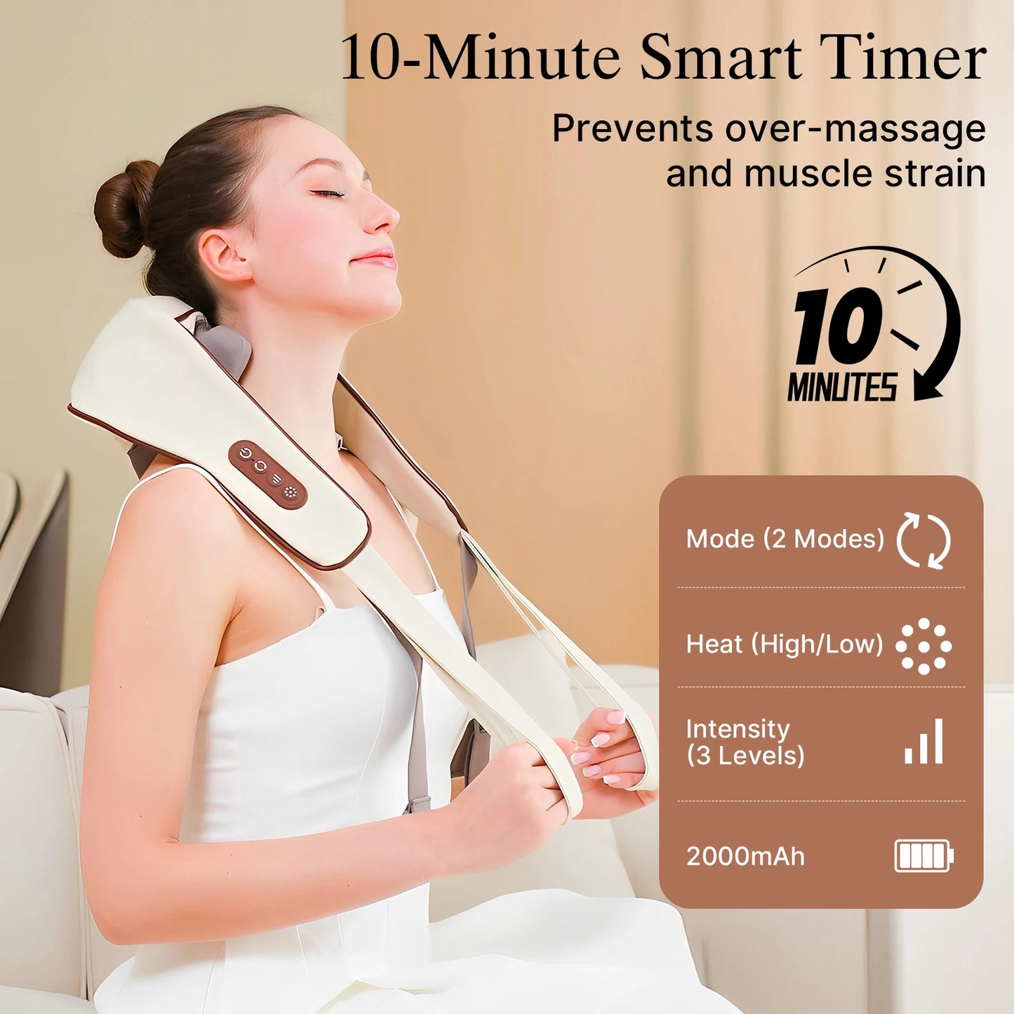 Cordless Neck and Shoulder Massager Heat for Pain Relief