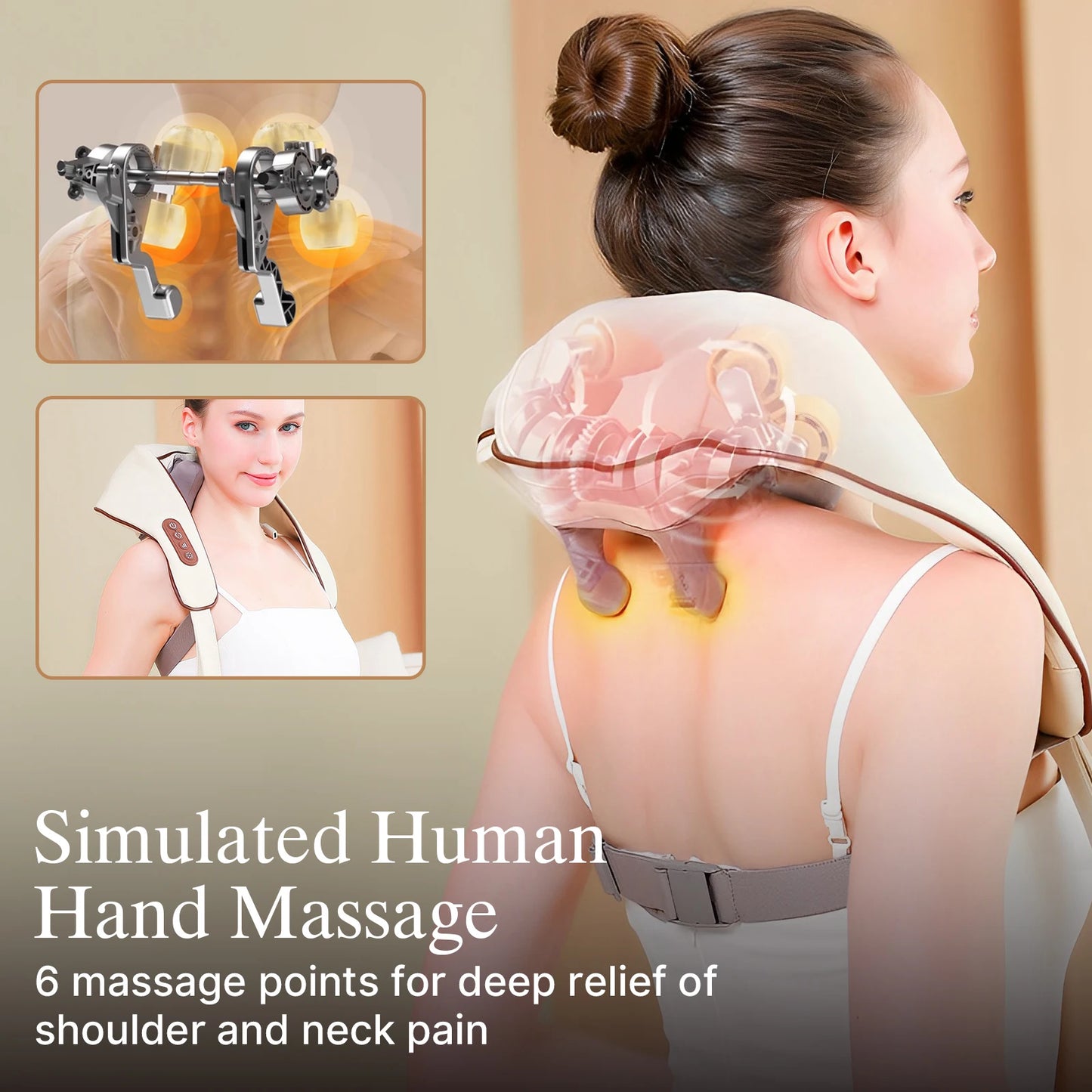 Cordless Neck and Shoulder Massager Heat for Pain Relief